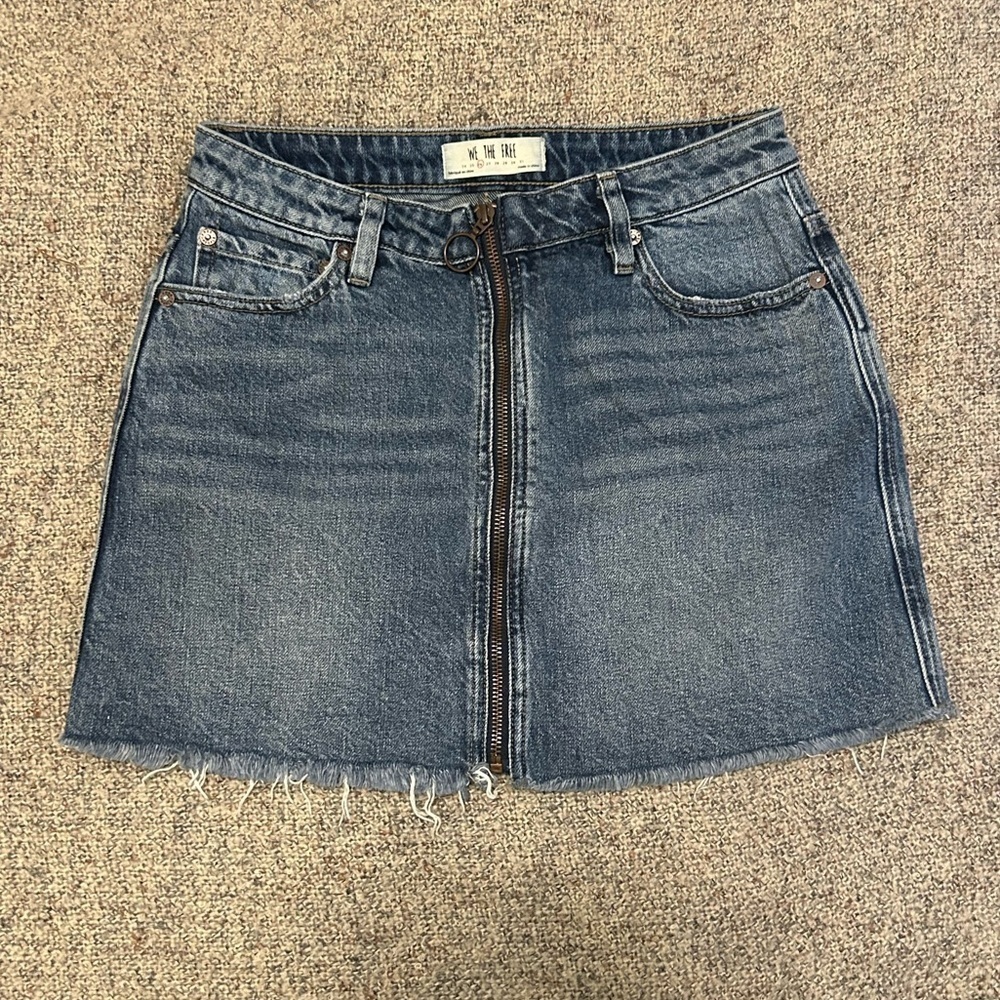 We the Free Denim Zip up Mini Skirt